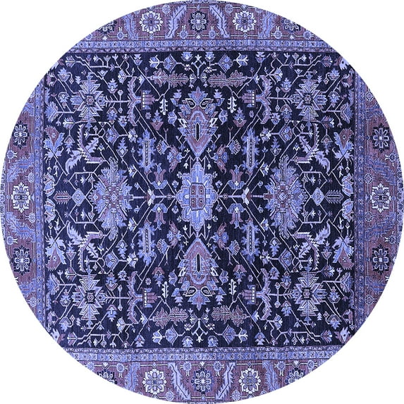 Ahgly Company Indoor Round Oriental Blue Industrial Area Rugs, 3' Round