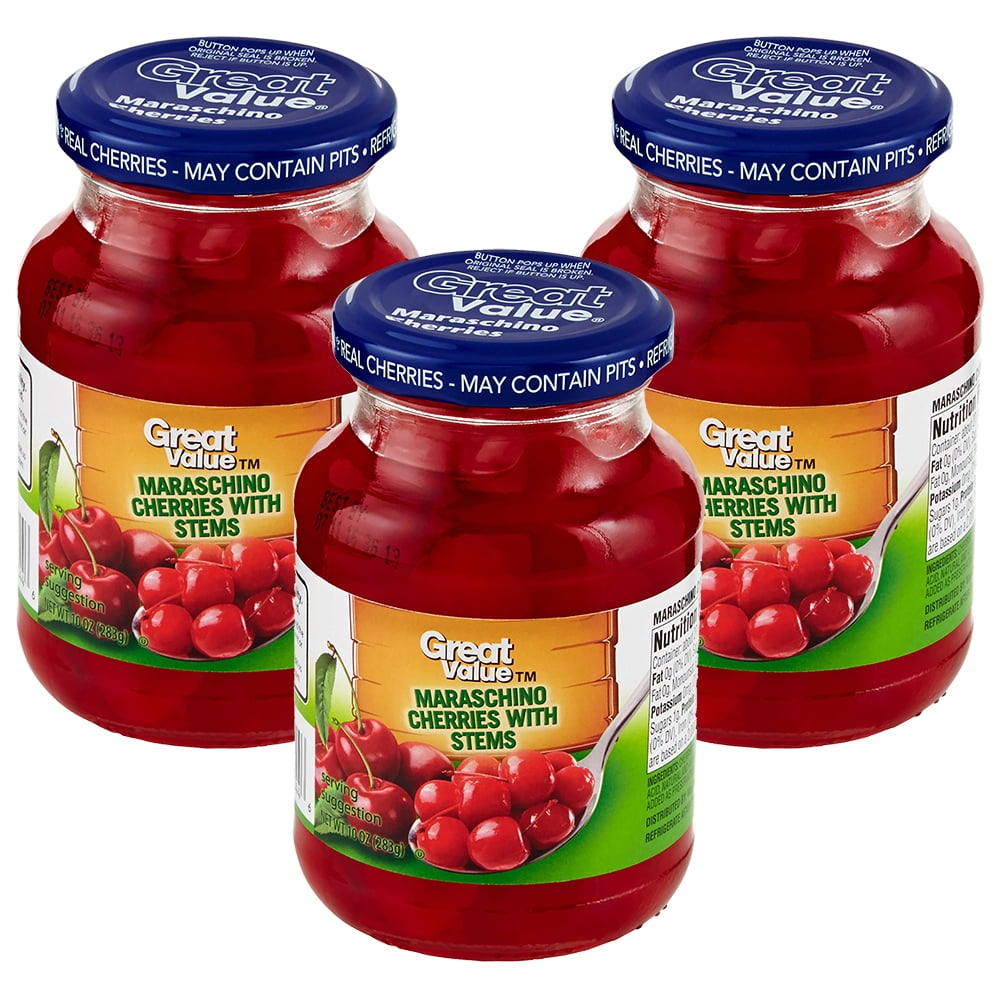 (3 Pack) Great Value Maraschino Cherries with Stems, 10 oz - Walmart How Long Does It Take To Digest A Maraschino Cherry