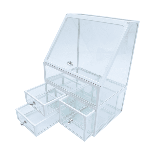 Caja de almacenamiento de cosméticos de gran capacidad, soporte para brochas de maquillaje, organizador de pintalabios