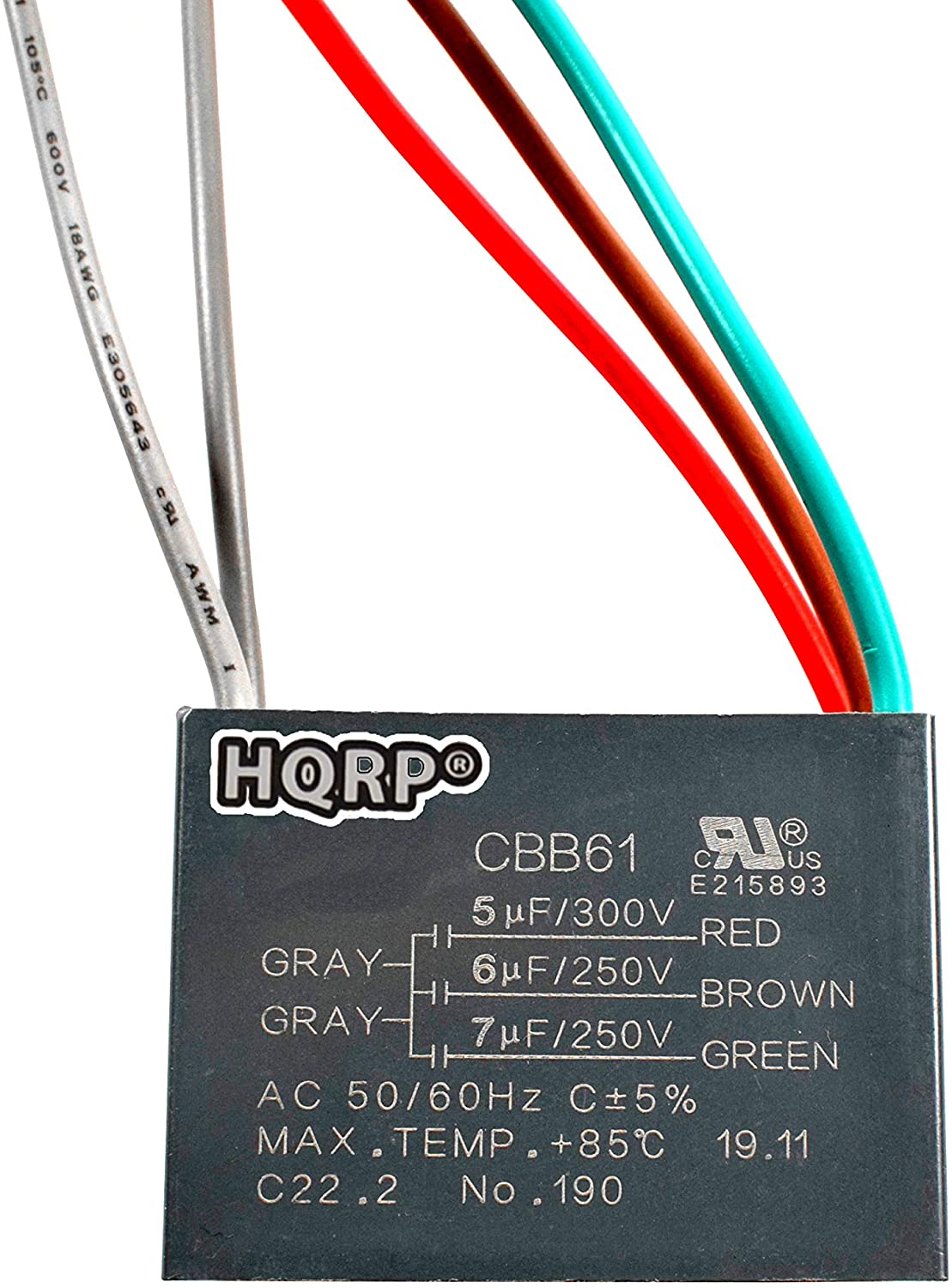 Hqrp Capacitor Cbb61 Fits Harbor Breeze Ceiling Fan 5uf