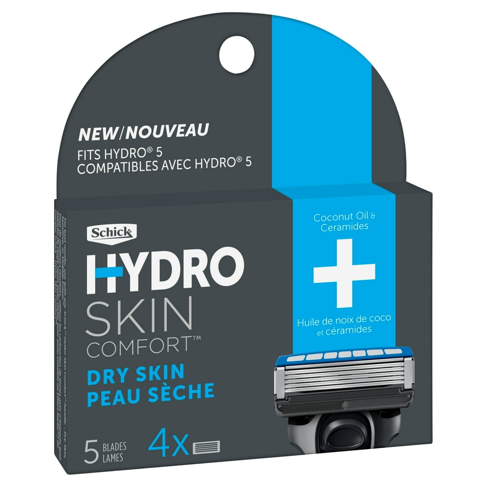 Schick Hydro Skin Comfort Dry Skin 5 Blade Razor Refills, 4 Ct