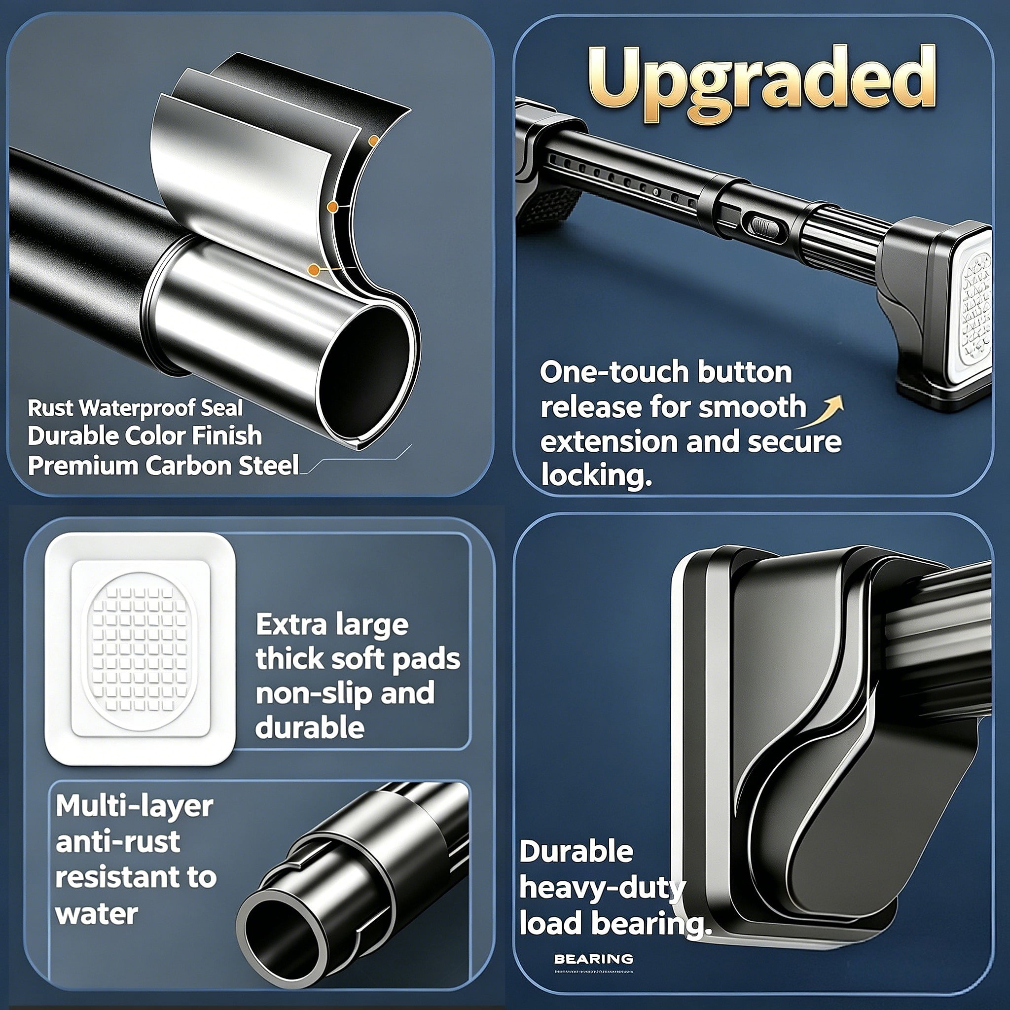 Mxdfafa 40-137in Black Tension Curtain Rod, Heavy Duty No Drill for Room Divider, Bathroom, Closet & Laundry, Carbon Steel, Rust-Proof