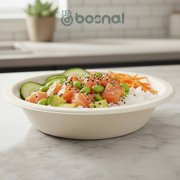 BOSNAL 16 Oz Round Bagasse Bowls (50 Pack) – Compostable, Biodegradable & Eco-Friendly Disposable Bowls for Hot and Cold Food, Parties & Catering