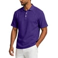 thumbnail image 4 of Fabrcox Men's Short Sleeve Polo Shirts Collared Henley Linen Shirts Men Breathable Relaxed Fit Outdoor Vacation Athletic Golf Shirt Men Purple XL, 4 of 8