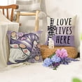 thumbnail image 5 of Spring Summer Gnome Decorative Throw Pillow Covers 18x18 Set of 4, Bloom with Grace Purple Lavender Flower Outdoor Pillowcase, Love Lives Here Plaid Stripes Farmhouse Cushion Case Home Decor, 5 of 6