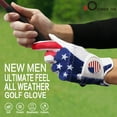 thumbnail image 4 of FINGER TEN Golf Gloves Men Left Hand Right with Ball Marker USA Flag Blue Camo Plaid Pack, Mens Leather Golf Glove All Weather Grip Small Medium ML Large XL, 4 of 7