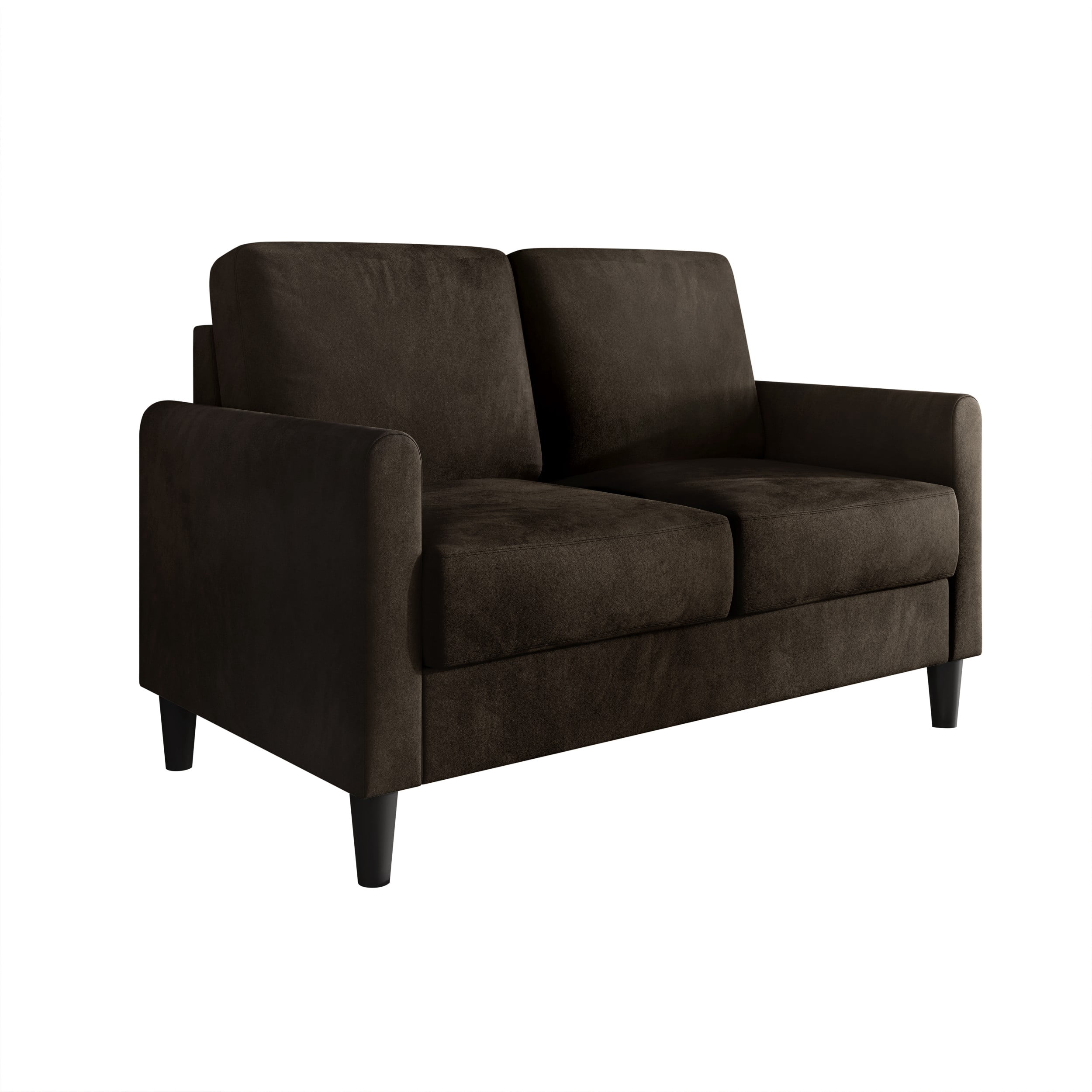 Home Design Goliad Velvet Arm Loveseat with Pocket Spring, Soft Cushions, Clean Lines Design, Brown