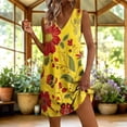 thumbnail image 2 of Dresses for Women Plus Size Sleeveless V-Neck Floral Printed Pockets Summer Women's Flowy Beach Vacation Outdoor Casual Loose Dresses, 2 of 8