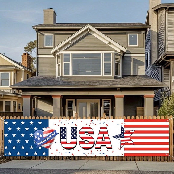 Wooowa 4th Of July 200x45Cm Outdoor Courtyard Hanging Banner Ideal for Independence Day Decorations Patriotic Decor Suitable for Garden Yard Porch Holiday Layout