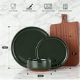 thumbnail image 5 of Onader Dinnerware Sets for 4, 12 Pieces Reactive Glaze Plates and Bowls Sets, Elegant Dishes with Rustic Terracotta Base - Green, 5 of 7