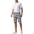 thumbnail image 2 of INSPIRE CHIC Argyle Pattern Shorts for Men's Regular Fit Flat Front Contrasting Colors Shorts 34 Black, 2 of 5