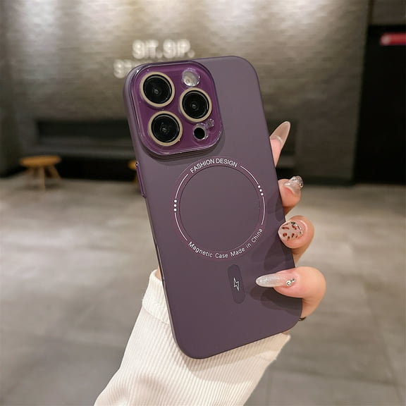 Magnetic Phone Case for Apple iPhone 16 Pro, Camera Lens Protective Slim Fit Shockproof Anti-Scratch Drop Proof Skin-Friendly Bumper Case for Women Men, Darkpurple