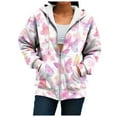 thumbnail image 7 of felwors Zip Up Hoodie Women Butterfly Graphic Hoodies Long Sleeve Oversized Y2K Sweatshirts Cute jackets Plus Size for Girls Light Pink, M, 7 of 7