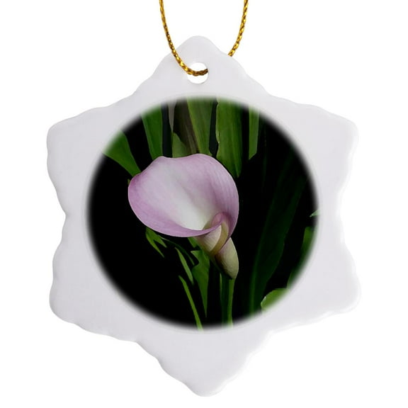 3drose, Pink Calla Lily, 3 inch Snowflake Porcelain Ornament