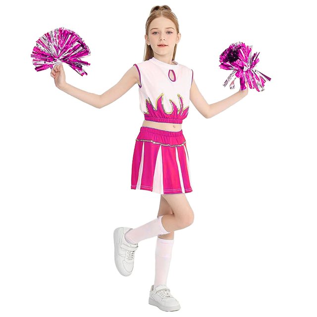 XDZJLR Tenues pour Filles Ensemble de Fête de Performance de Cheerleading pour Enfants 12-13 Ans