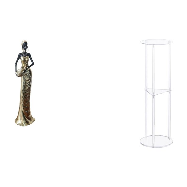 Figura de escritorio,Figuritas africanas,artesanías,artículos de escritorio coleccionables,Mesa auxiliar redonda,Mesa auxiliar redonda de acrílico transparente de 3 niveles para sala de