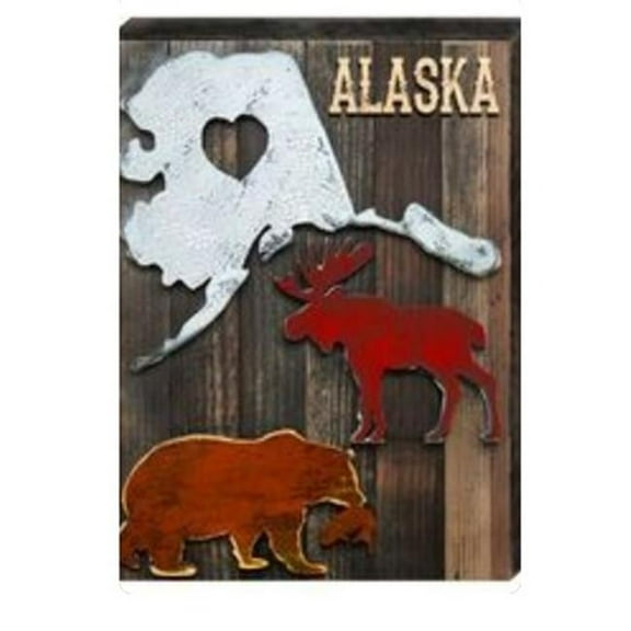 Designocracy 98762-18 I Love Alaska & Animals Art on Board Wall Decor