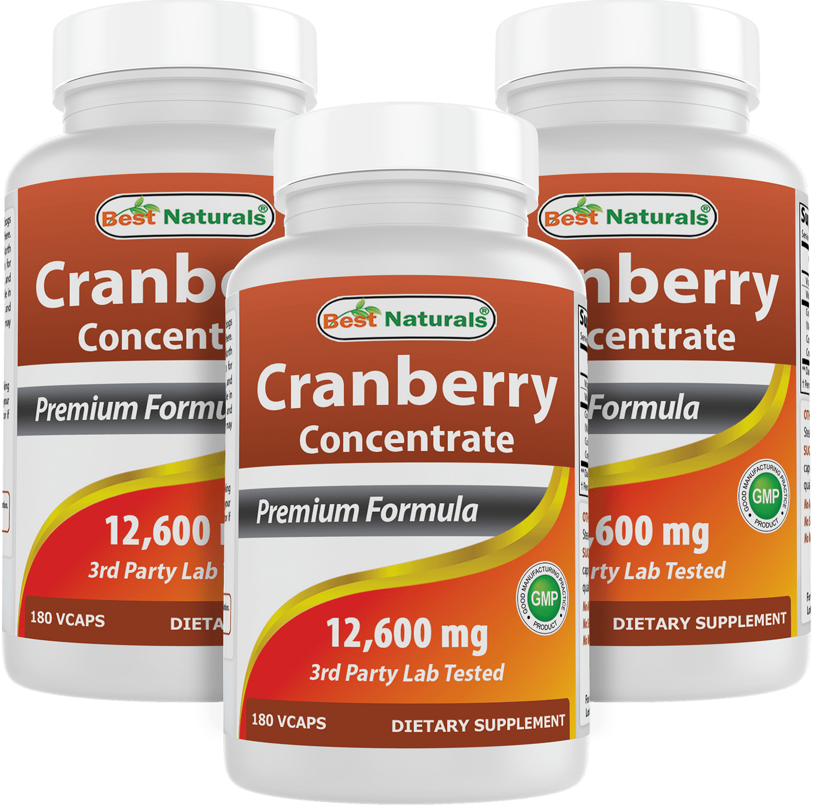 3 Pack Best Naturals Cranberry Concentrate 12600 mg 180 Vegetarian
