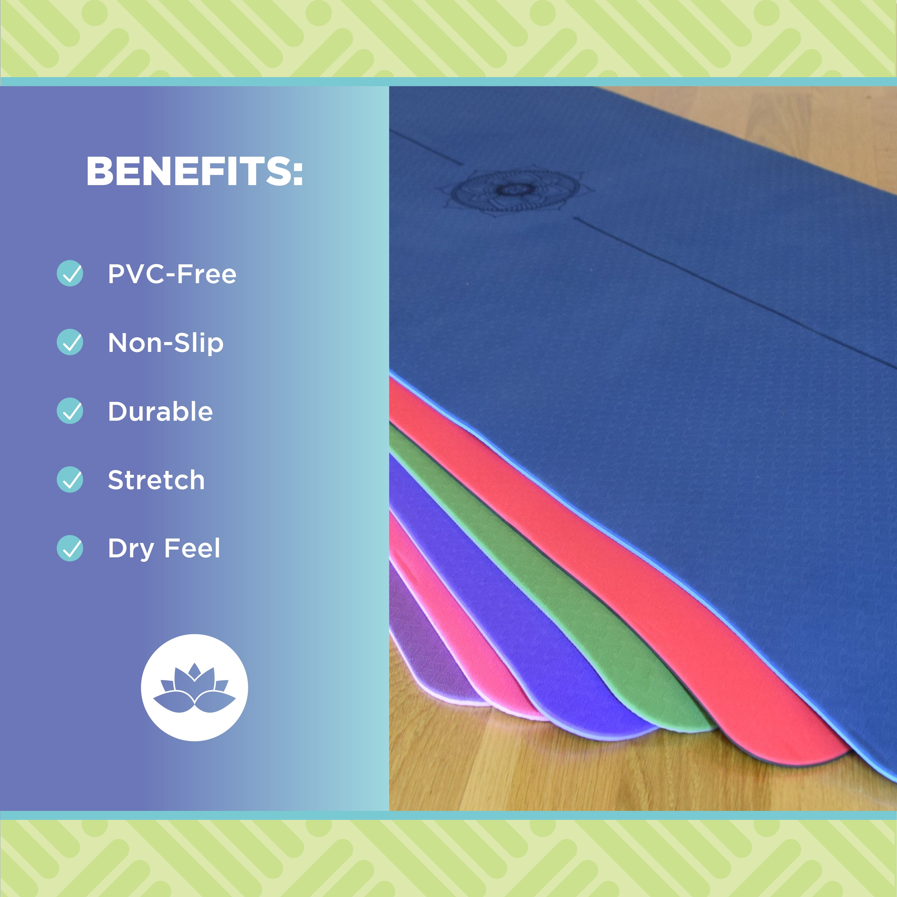 TPE Yoga Mat 72"x24" - Natural 6mm Thick Comfortable Workout Floor Mat for Kids - Foldable Yoga Mat for Yoga, Pilates, Gym and Stretching, Dark Purple