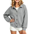 thumbnail image 2 of Wilark Girls Sweatshirts Cardigan Long Sleeve Collared Casual Fashion Kids Fall Jackets with Pockets Gray 6, 2 of 7