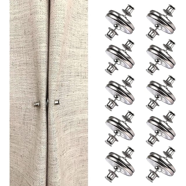 10 pares de imanes para cortinas ZHCH pesos redondos de 17 mm color plateado