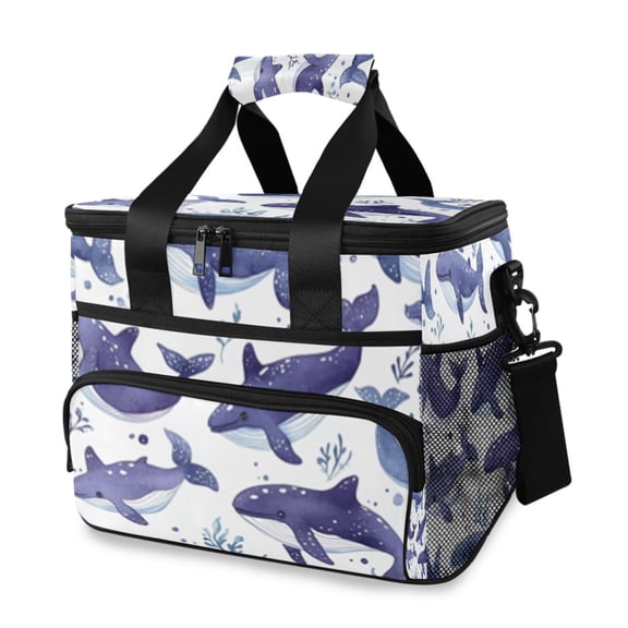 Cooler bag Watercolor Purple Whales 15L Insulated Lunch Bag Large Cooler Suitable for camping and picnics