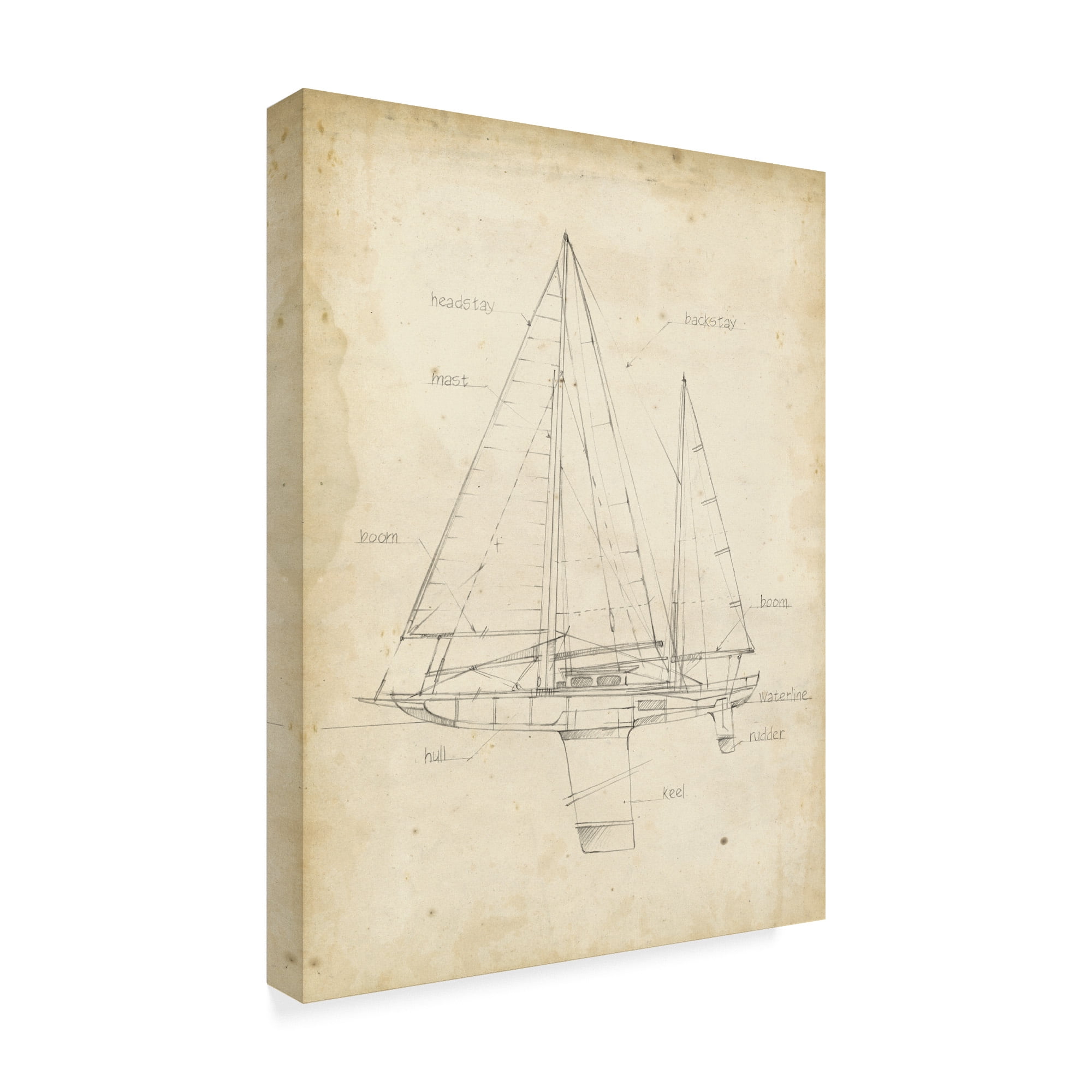 Trademark Fine Art 'Sailboat Blueprint IV' Canvas Art by Ethan Harper