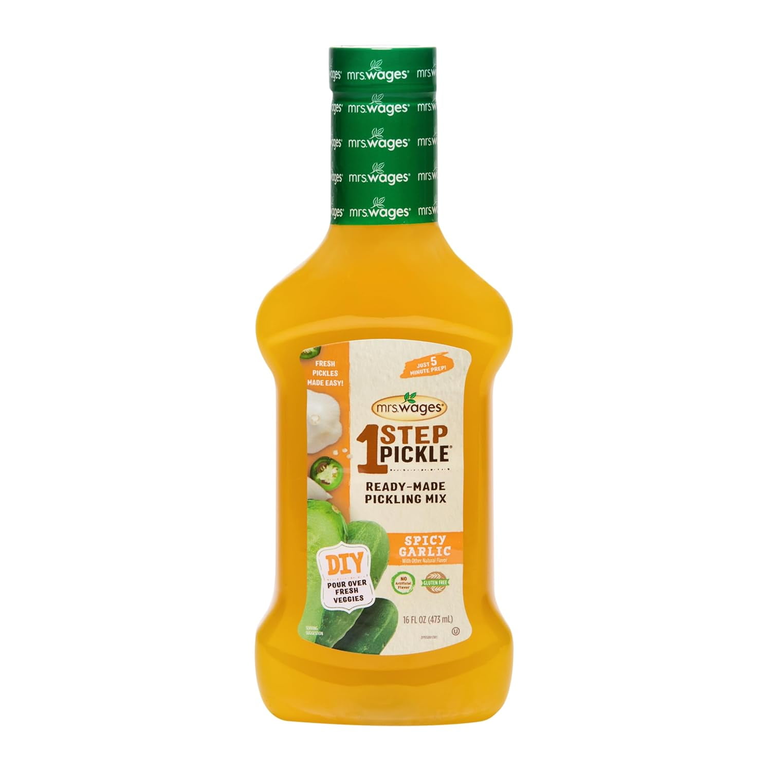 (2 pack) Mrs. Wages Spicy Garlic Pickle Mix, 1 Step DIY Fresh Pickles, Kosher, Gluten Free, 16 fl oz