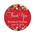 thumbnail image 1 of Darling Souvenir Round 45 Pcs Floral Thank You Stickers Personalized Wedding Bride Groom Names And Date Envelope Seals-Red, 1 of 4