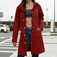 thumbnail image 2 of YDFCWXW Raincoats For Women Waterproof Button Down Long Hooded Trench Coats With Pockets Fashion Hiking Travel Windbreaker Wine, L, 2 of 7