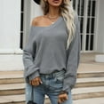 thumbnail image 4 of Fesfesfes Women Sweaters V-neck Pullover Casual Loose Knitted Sweater Top Blouse Plus Size $10, 4 of 9