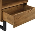 thumbnail image 4 of BenJara Ryan 26 Inch Nightstand with 1 Drawer, Cubby, Brown Oak Wood, Black Metal, 4 of 6