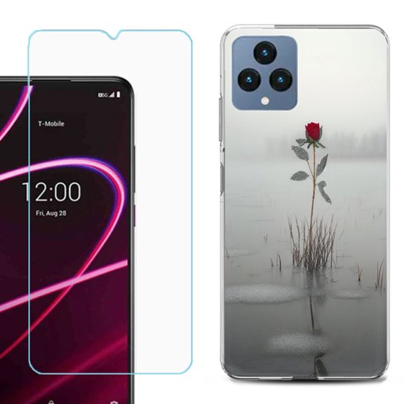 OneToughShield ® for T-Mobile Revvl 6x 5G Shockproof Phone Case, with Tempered Glass Screen Protector - Icy Rose