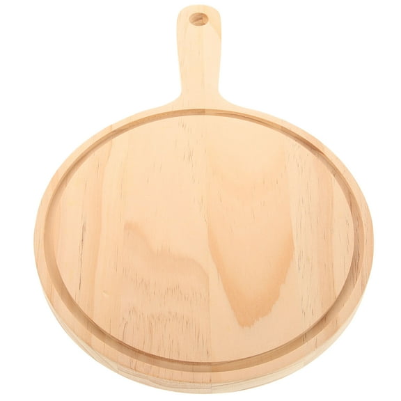Hemoton Wooden Pizza Tray with Handle Pizza Bread Tray Wood Pizza Board Pizza Tray