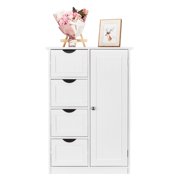 Kmowoo Bathroom Storage Cabinet with 4 Drawers and 1 Door White