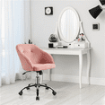 thumbnail image 2 of Yaheetech Adjustable Velvet Desk Chair for Home Office,Pink, 2 of 12