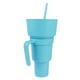 thumbnail image 1 of Taza para refrigerios 2 en 1 con pajita, taza para bebidas de plástico de gran apertura, tazón para refrigerios superior para cine, viaje en casa, azul claro, 1 of 14