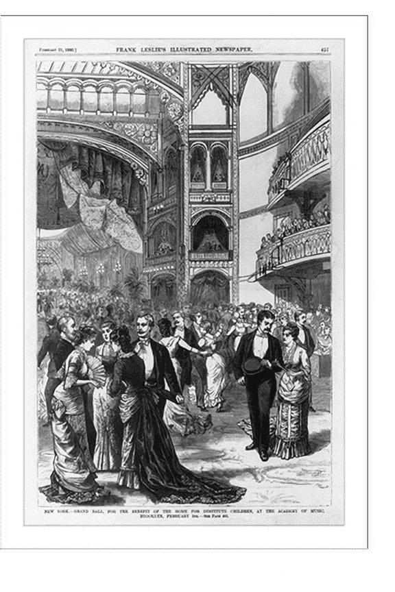 Historic Print, New York - Grand ball, for the benefit of the Home for Destitute Children, at the Academy of Music, Brooklyn, Feb. 5th., 18" x 24"