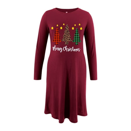 

asdoklhq Maternity Clothes for Women Clearance Women Maternity Wear Christmas Tree Printed Long Thickened Long Sleeve Round Neck Pocket Dress