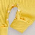 thumbnail image 6 of CAICJ98 Fall Winter Newborn Clothes Infant Baby Girl Bee Romper Long Sleeve Knit Jumpsuit with Hat Baby Coming Home Spring Outfit (Yellow,0-3 Months), 6 of 7