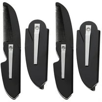 Topboutique Mustache Comb, Pocket Folding Comb, Hair Styling Combs, Foldable Beard Comb, Small Hair Comb for Moustaches and Short Beards, 4 Pcs Black Plastic