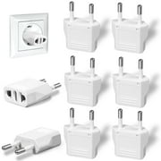 8 Pack US to Europe Plug Adapter - Type C for Travel, European Outlet Wall Power Converter (White)