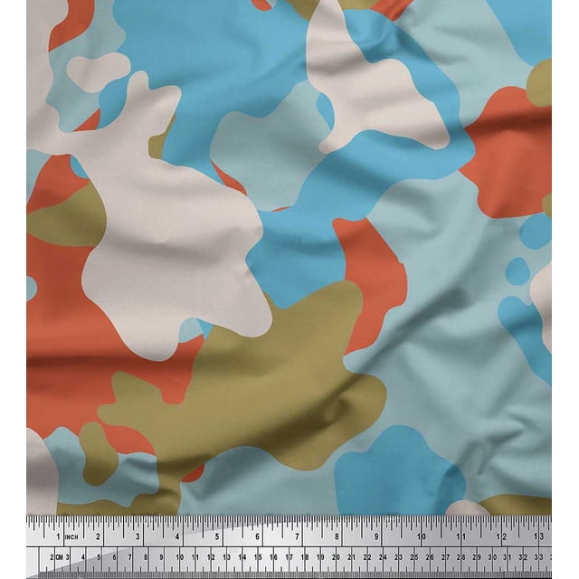 Soimoi Poly Georgette Fabric Multicolor Camouflage Print Sewing Fabric Yard 42 Inch Wide