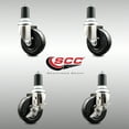 thumbnail image 2 of 4 Inch 316SS Hard Rubber Swivel 1-5/8 Inch Expanding Stem Caster Set 2 Brake SCC, 2 of 2