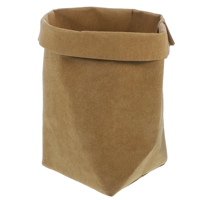 Raindrops Washable Paper Tote Kraft Paper Bag Light Brown Simple Storage 1Pack