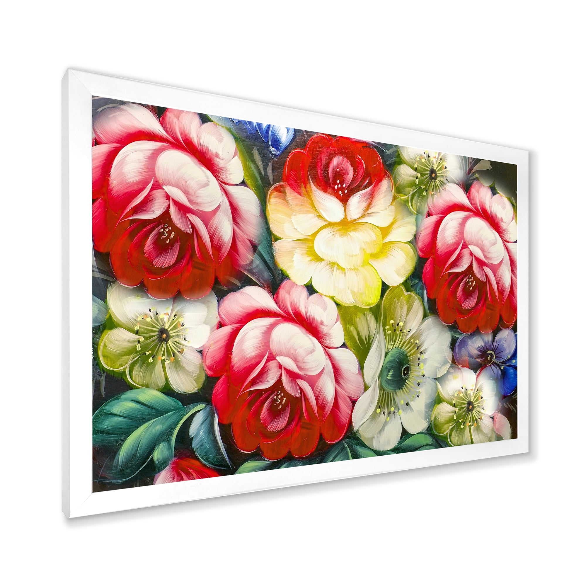 Designart 'Vintage VIbrant Yellow and Red Flower Still Life I' Traditional Framed Art Print