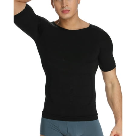

SLIMBELLE Mens Compression & Slimming Body Shaper Compression Shirt Hide Moobs Tummy Control