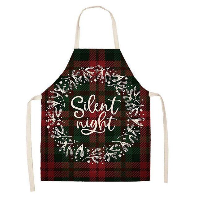 CRCMUHE Apron Sleeve Christmas Kitchen Cooking Aprons Plaid Aprons Adjustable Buffalo Plaid Baking Apron