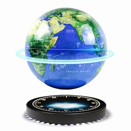 Magnetic Levitating World Globe with LED Clock, Floating Desk Decor for Home or Office