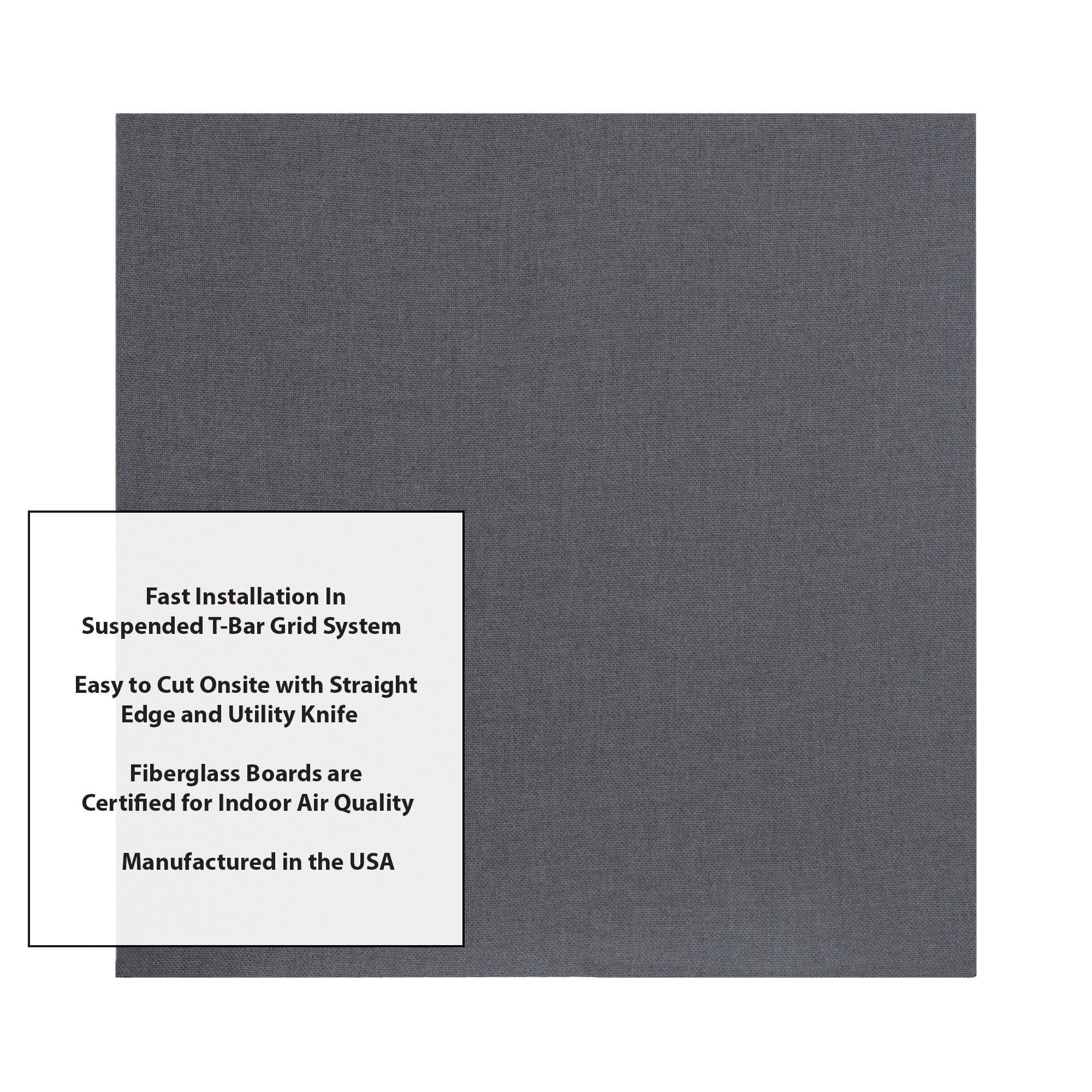 ATS Acoustics Ceiling Acoustic Tile 24"x24"x2" Sound Absorbing Drop Grid Panel For T-Bar Drop Ceiling Noise Reduction (Warm Grey)